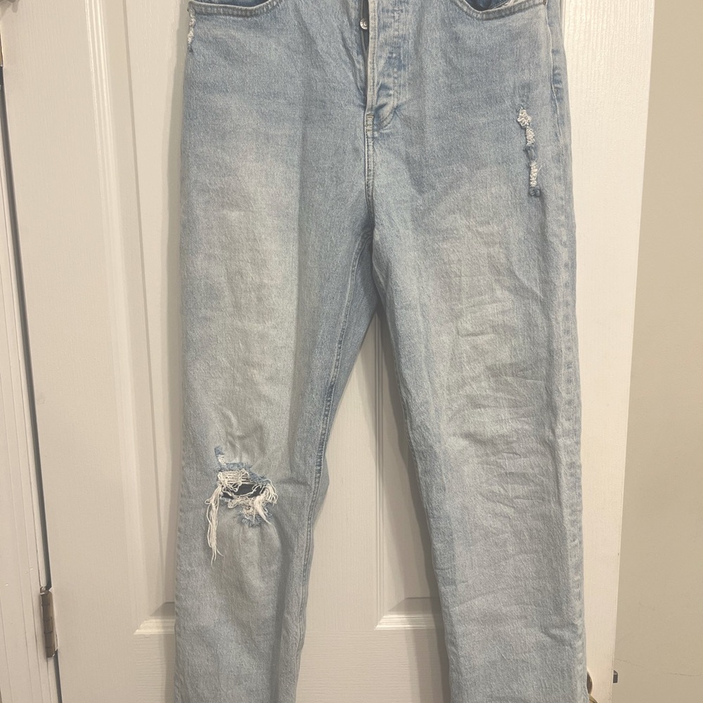Gap Straight-Leg Distressed Tall Light-Wash Jeans